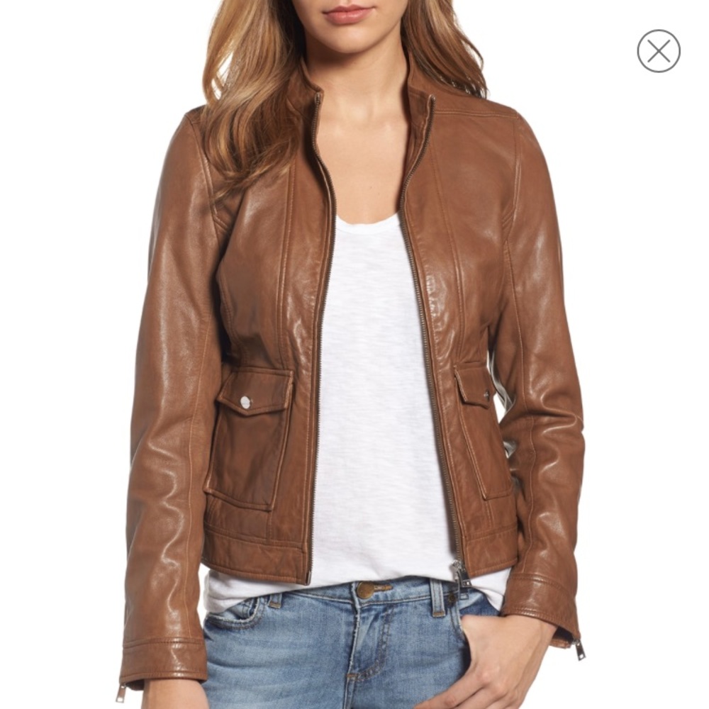 Lamarque Patch Pocket Leather Biker Jacket size S